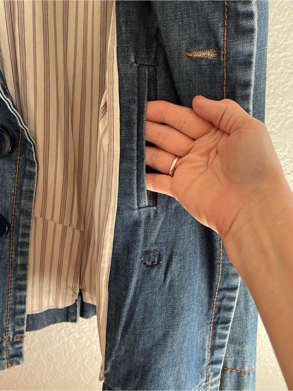 Vintage MARC JACOBS Y2K DENIM Peacoat JACKET small - Picture 12 of 13